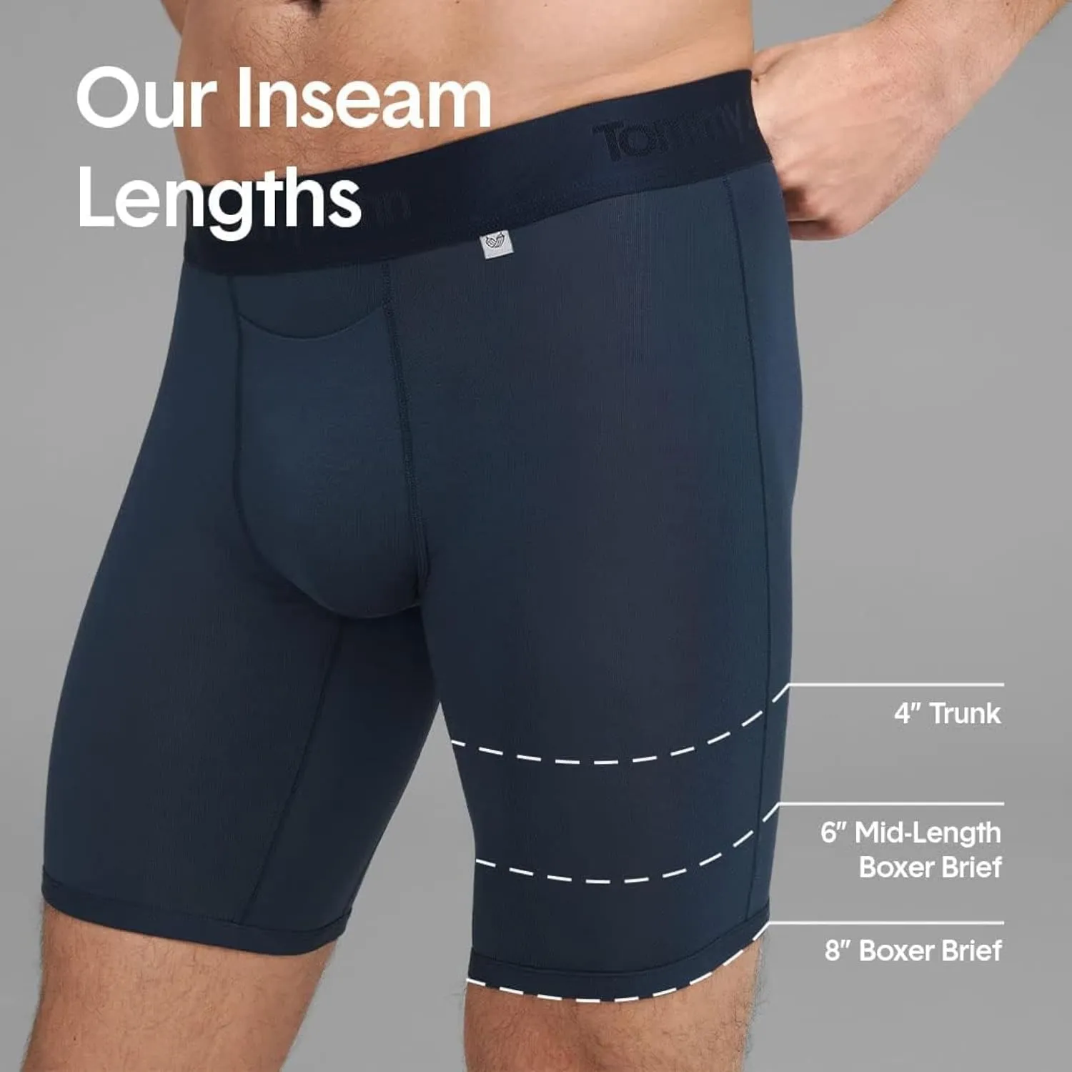 Tommy John Men’s Mid-Length Boxer Brief 6” Underwear- Hammock Pouch for Support - Second Skin Fabric for Barely-there Comfort