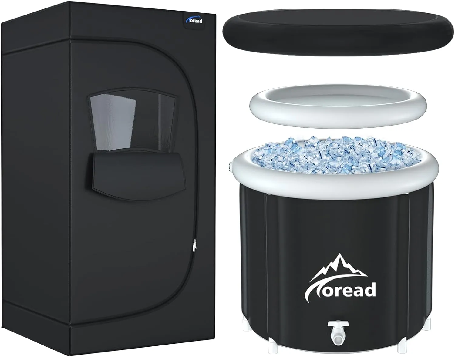 TOREAD Sauna and Cold Plunge XL Combo-Portable Steam Home Sauna Box for Spa, Thicken 600D Canvas Personal Sauna Tent with 2.6L 1000W Steam Generator & XL Ice Bath Tub-112gal Portable Cold Plunge Tub