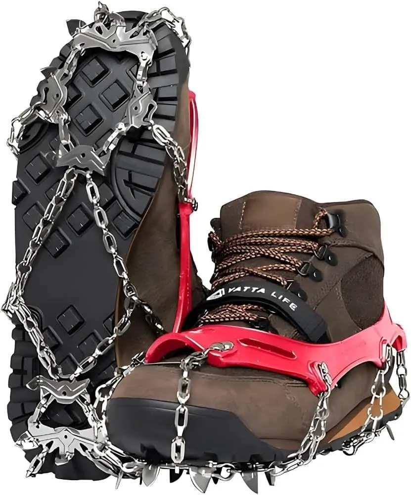 Trail Spikes Crampons Ice Grips for Hiking - Winter Shoes/Boots with 14 Stainless Steel Spikes, Anti-Slip Traction Cleats for Snow Ice Walking Climbing Mountaineering