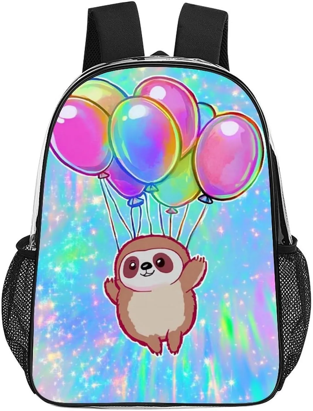 Transparent Daypack Backpack for Climbing Outdoors Running - Big Capacity Multipurpose Anti-Theft Bookbag, Balloon Sloth Rainbow Travel Hiking & Camping Rucksack