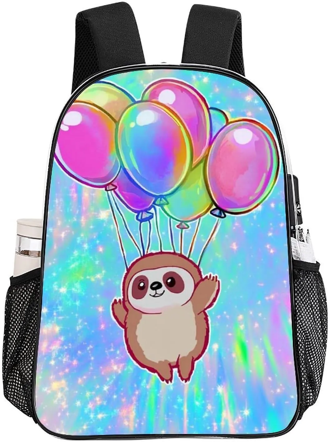 Transparent Daypack Backpack for Climbing Outdoors Running - Big Capacity Multipurpose Anti-Theft Bookbag, Balloon Sloth Rainbow Travel Hiking & Camping Rucksack