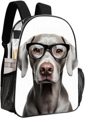 Transparent Daypack Backpack for Trekking Picnic Walking Cycling - Large Capacity Anti-Theft Multipurpose Shoulder Bag, Cute Weimaraner Dog Casual Daypack