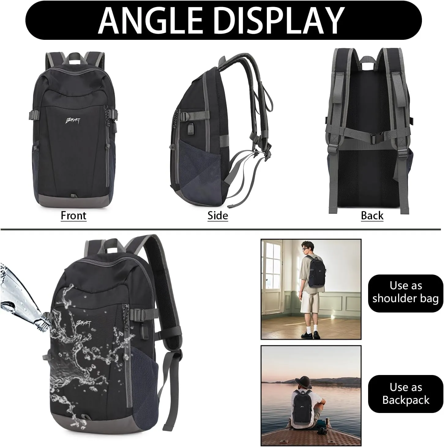 Travel Backpack for Women & Men, Lightweight Backpacks with USB Charging Port in 3 Size, TSA 13.5/15.6/17.3 inch Laptop Backpack, Casual Hiking Daypack for Camping Weekender Business Outdoor