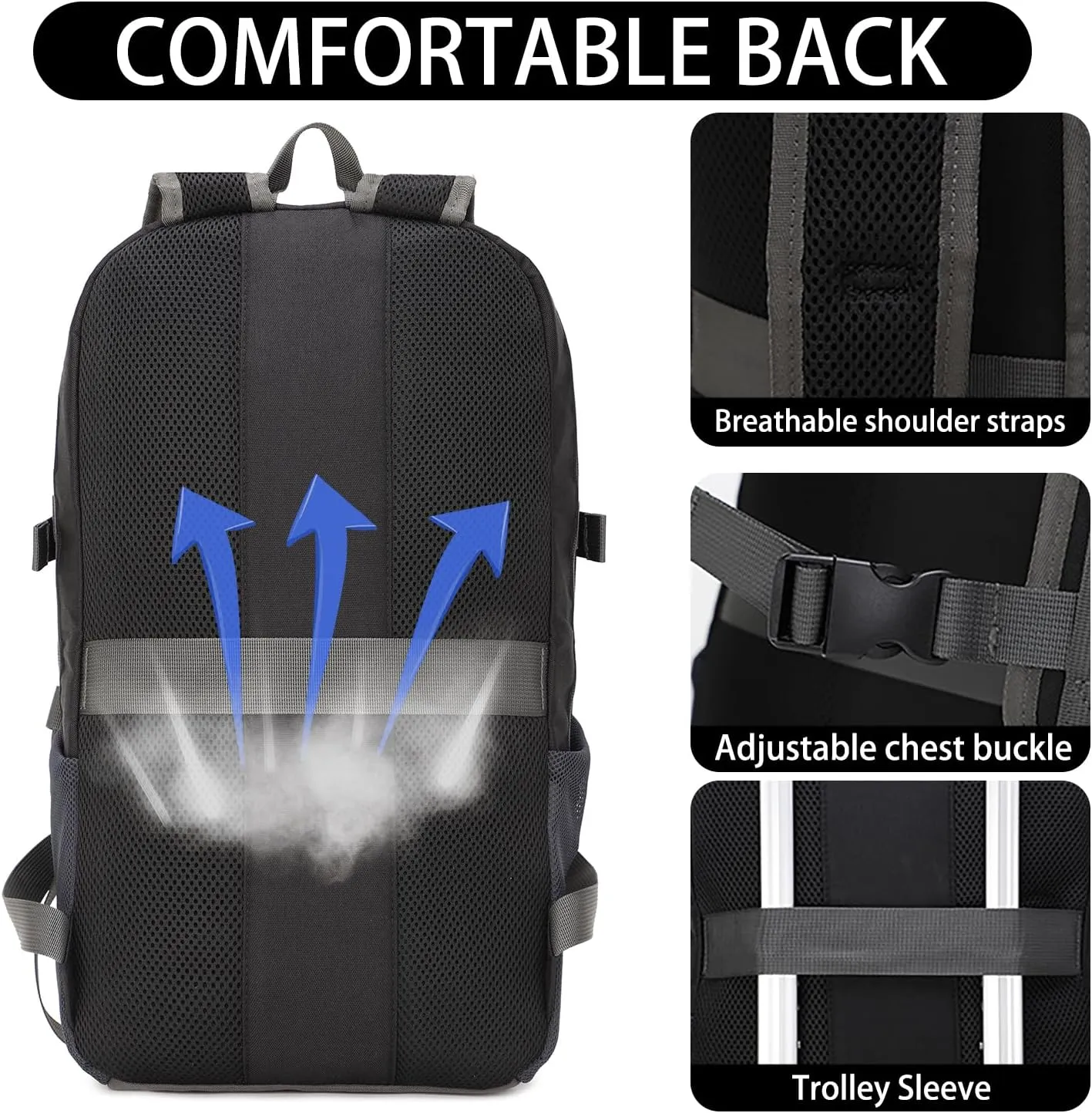 Travel Backpack for Women & Men, Lightweight Backpacks with USB Charging Port in 3 Size, TSA 13.5/15.6/17.3 inch Laptop Backpack, Casual Hiking Daypack for Camping Weekender Business Outdoor