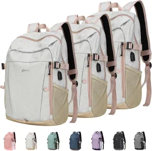 Travel Backpack for Women & Men, Lightweight Backpacks with USB Charging Port in 3 Size, TSA 13.5/15.6/17.3 inch Laptop Backpack, Casual Hiking Daypack for Camping Weekender Business Outdoor