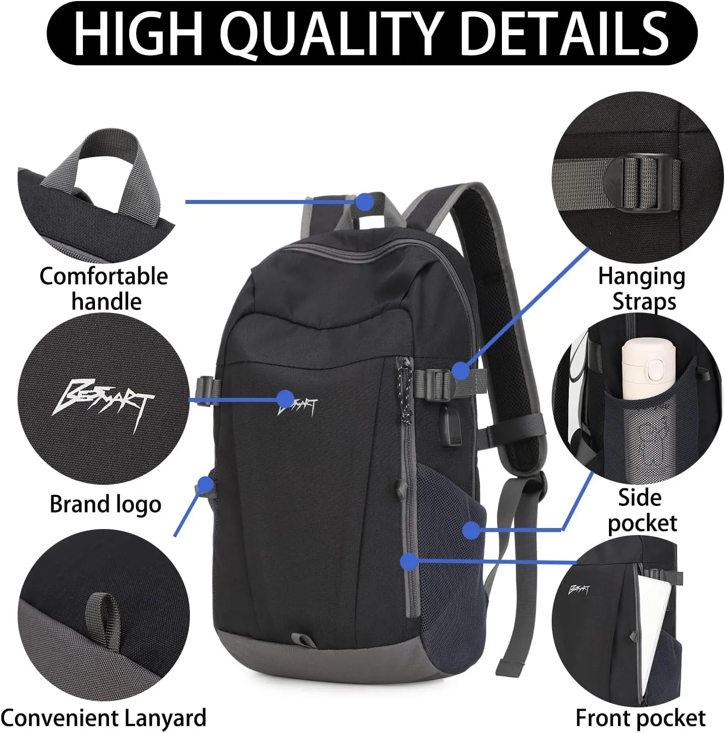 Travel Backpack for Women & Men, Lightweight Backpacks with USB Charging Port in 3 Size, TSA 13.5/15.6/17.3 inch Laptop Backpack, Casual Hiking Daypack for Camping Weekender Business Outdoor