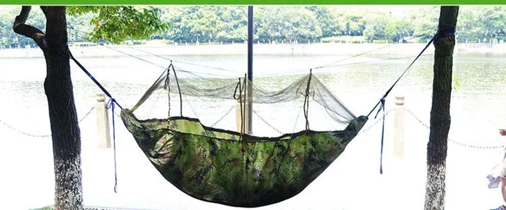 Travel Bug Net Camping Hammock | 300kg Load Capacity, Breathable, Quick-Drying Parachute Nylon | 2 x Premium Carabiners | for Outdoor Indoor Garden