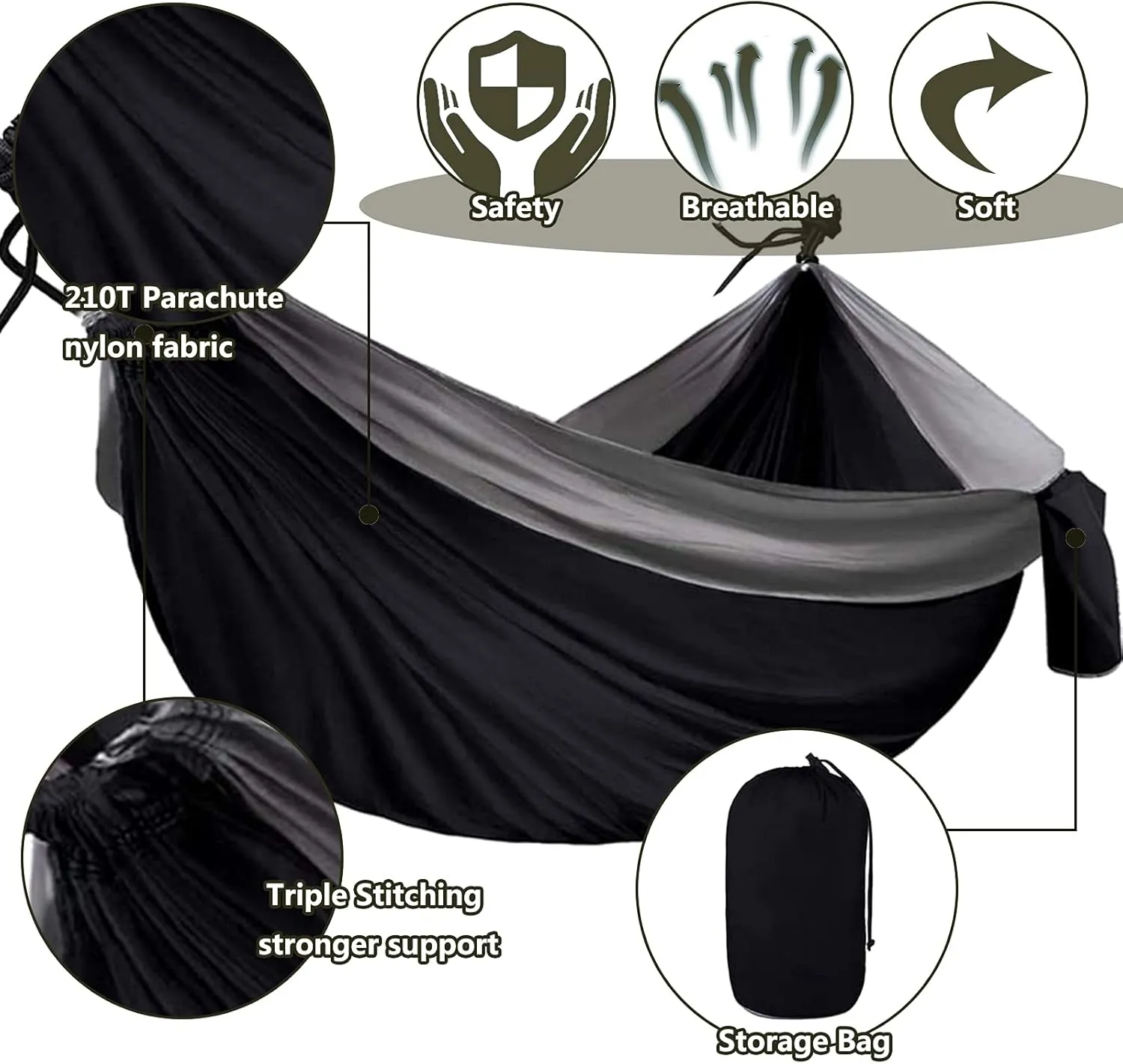 Travel Hammock, Lightweight Camping Hammock 200kg Load Capacity, Portable Outdoor Double Hammock for Camping, Backpacking, Survival, Outdoor Backyard Hiking,F