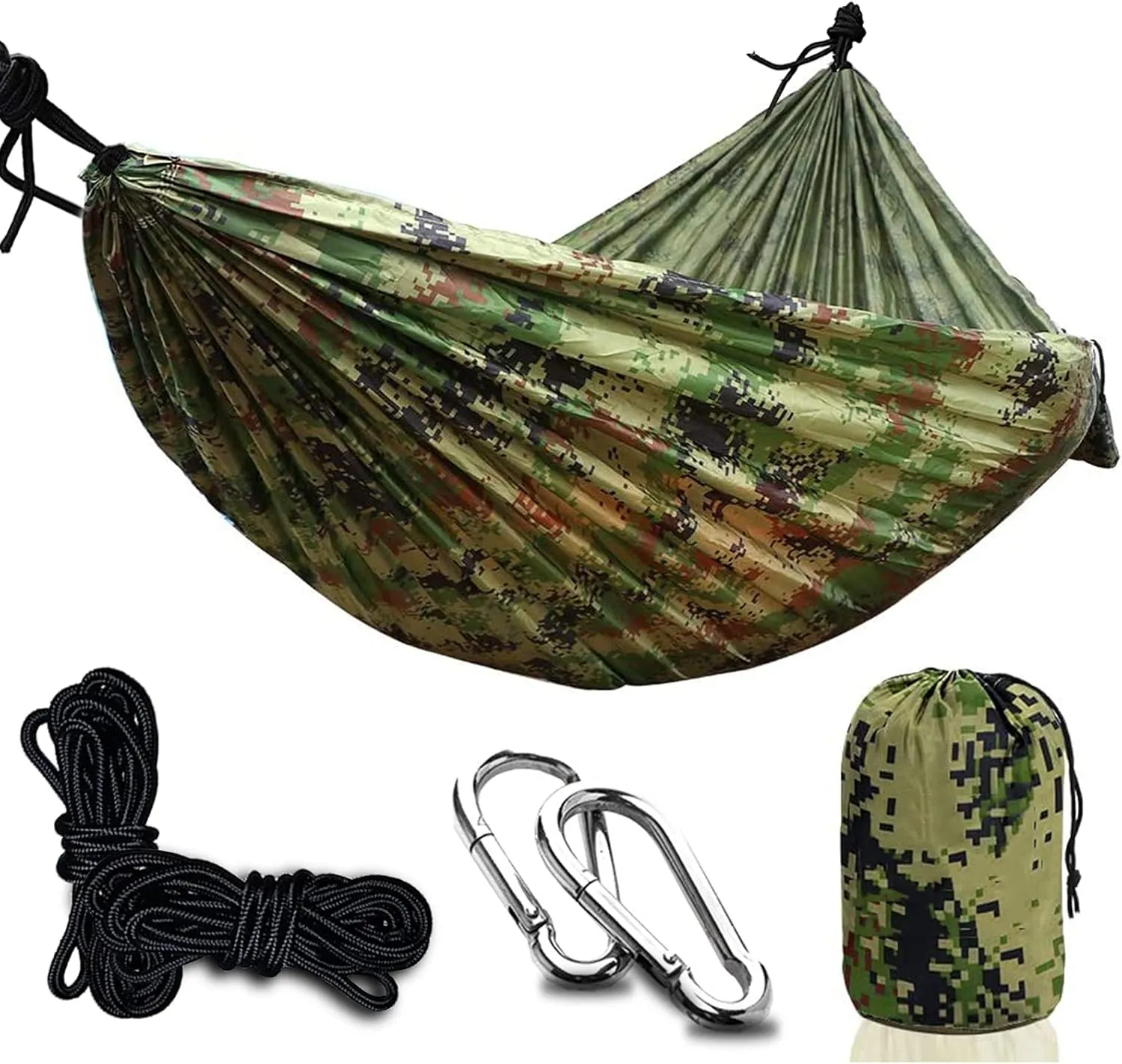 Travel Hammock, Outdoor Portable Hammock, Lightweight Camping Hammock 200kg Load Capacity for Camping, Backpacking, Survival, Outdoor Backyard Hiking,Comouflage