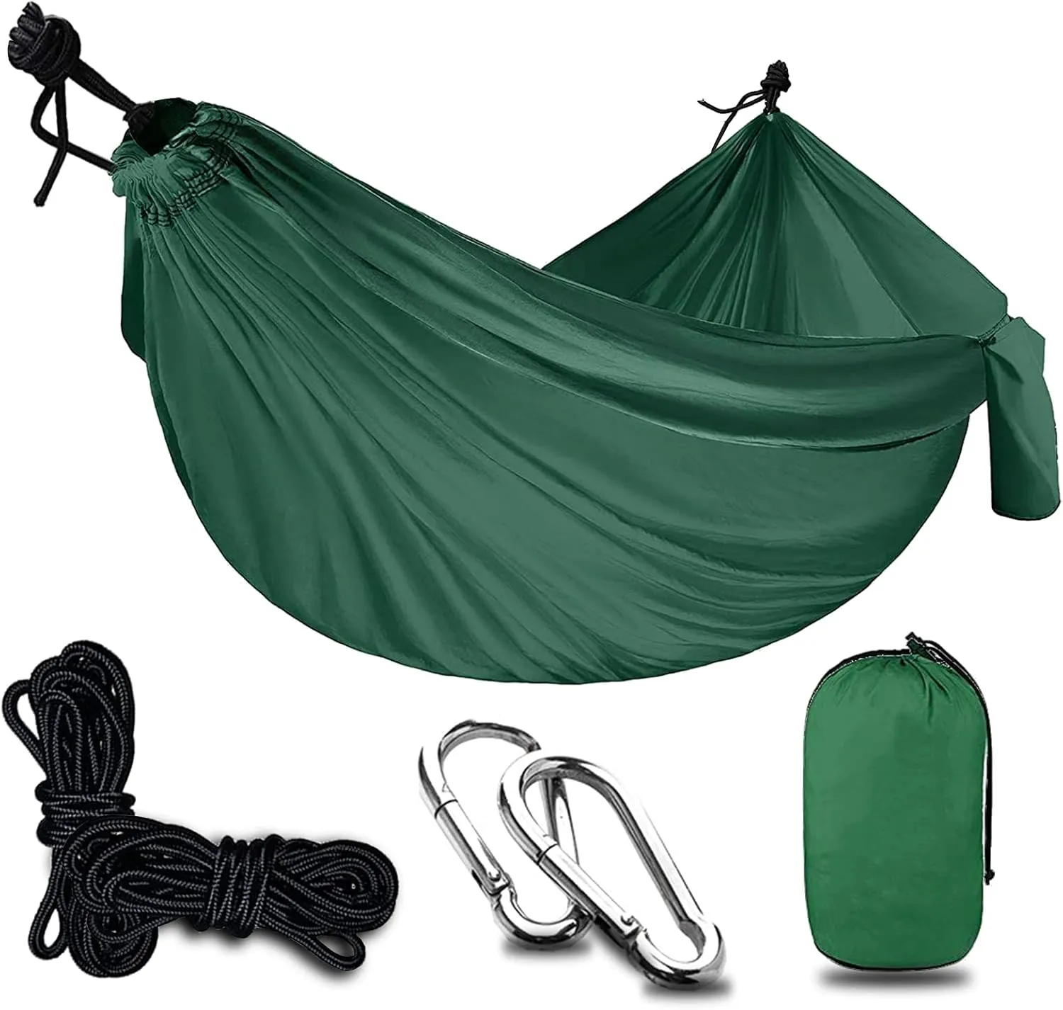 Travel Hammock, Outdoor Portable Hammock, Lightweight Camping Hammock 200kg Load Capacity for Camping, Backpacking, Survival, Outdoor Backyard Hiking,Dark Green