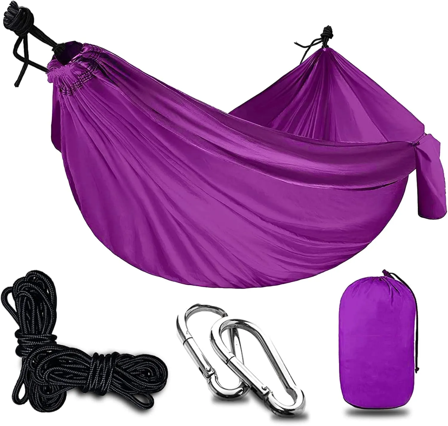 Travel Hammock, Outdoor Portable Hammock, Lightweight Camping Hammock 200kg Load Capacity for Camping, Backpacking, Survival, Outdoor Backyard Hiking,Purple
