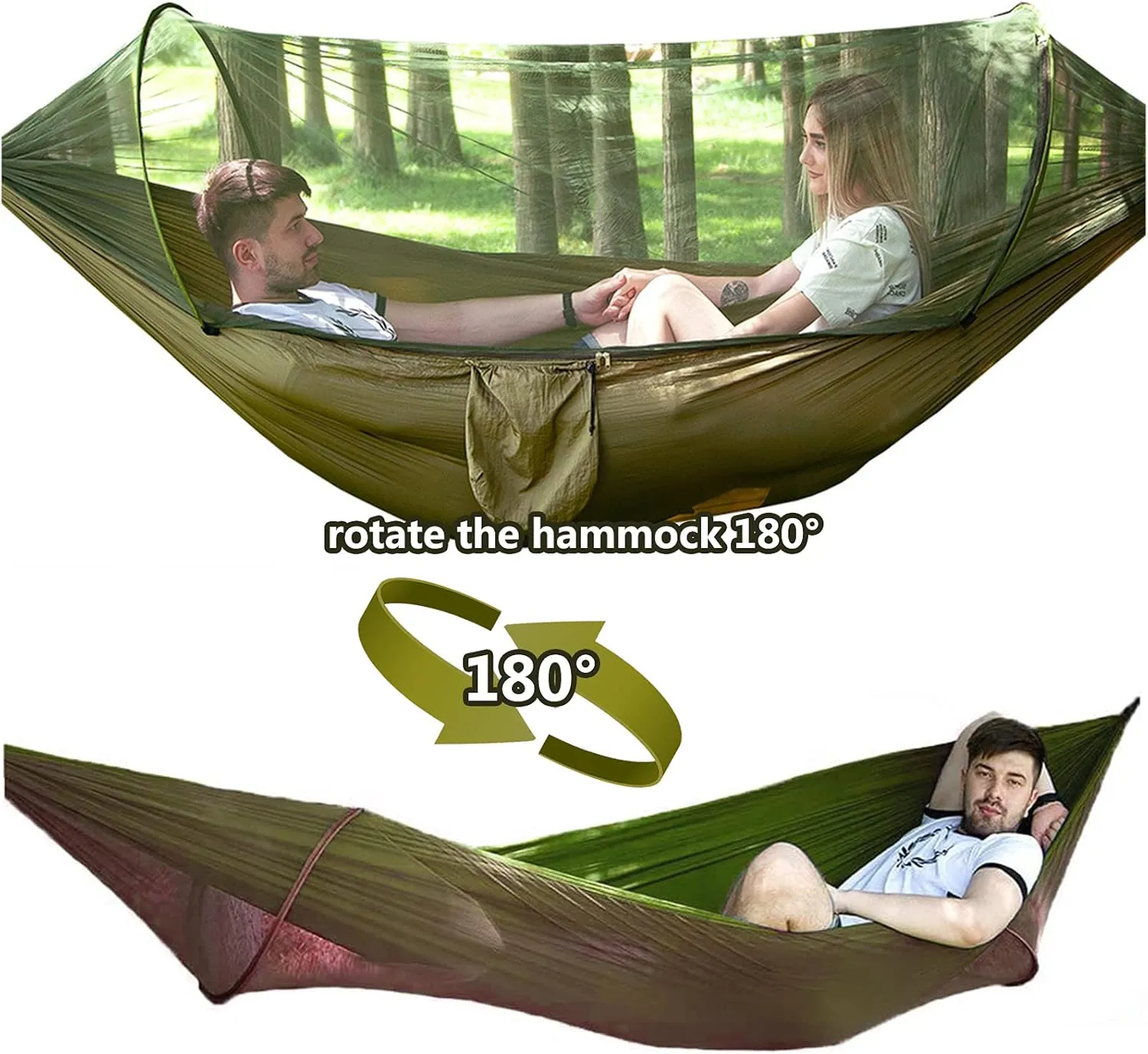 Travel Hammock with Mosquito Net, Lightweight Camping Hammock Hold Up to 200kg, Portable Outdoor Hammock for Camping Hiking Backpacking,Black,250x120cm