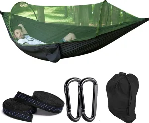 Travel Hammock with Mosquito Net, Lightweight Camping Hammock Hold Up to 200kg, Portable Outdoor Hammock for Camping Hiking Backpacking,Black,250x120cm