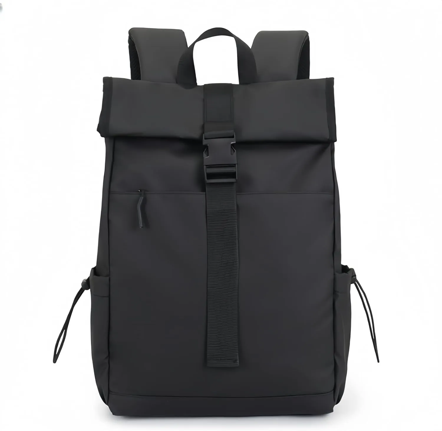 Travel Laptop Backpack, Black Roll Top Design, 19 x 12.6 x 5.9 Inches, Casual Daypack with Computer Compartment