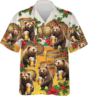 Tropical Beer Hawaiian Shirts for Men- Casual Short Sleeve Craft Beer Cool Summer Hawaiian Shirt (HN-HW22)