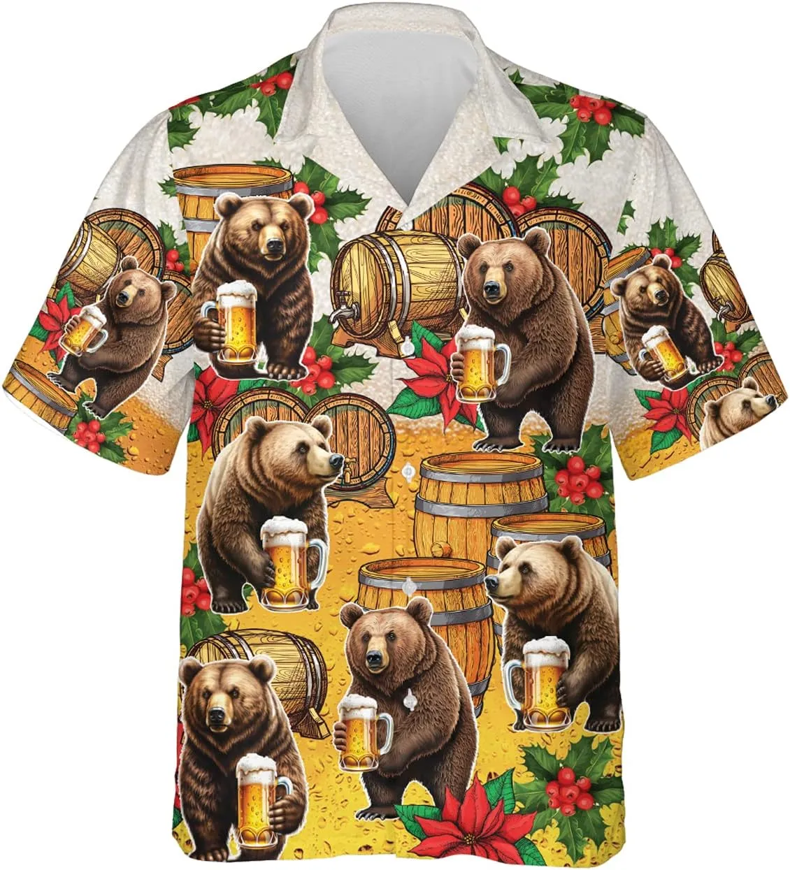 Tropical Beer Hawaiian Shirts for Men- Casual Short Sleeve Craft Beer Cool Summer Hawaiian Shirt (HN-HW22)