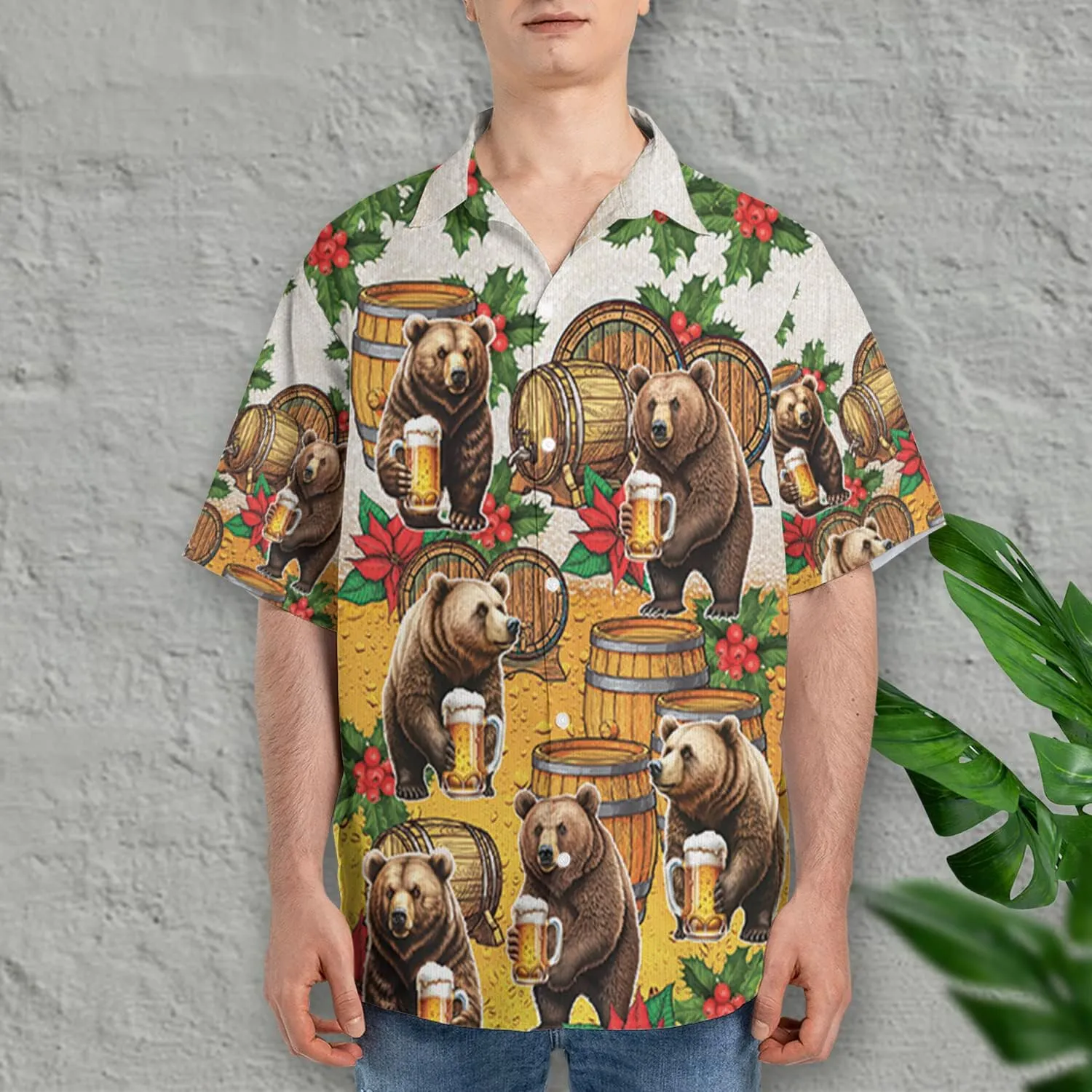 Tropical Beer Hawaiian Shirts for Men- Casual Short Sleeve Craft Beer Cool Summer Hawaiian Shirt (HN-HW22)