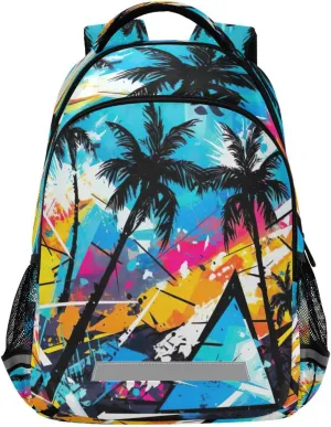 Tropical Palm Trees Design Waterproof Backpack - Casual Outdoor Sports Daypack with Ergonomic Shoulder Straps#853