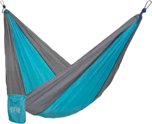 Tucker Day Trip Portable Compact Durable Lightweight 10T Parachute Nylon Outdoor Camping Hammock with Steel Carabiners, Tree-Safe Straps, 250Lbs Weight Limit & Built-in Drawstring Pouch