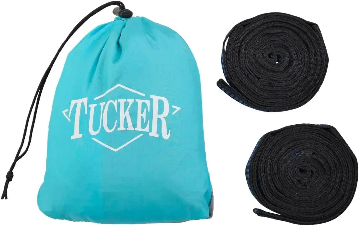 Tucker Day Trip Portable Compact Durable Lightweight 10T Parachute Nylon Outdoor Camping Hammock with Steel Carabiners, Tree-Safe Straps, 250Lbs Weight Limit & Built-in Drawstring Pouch