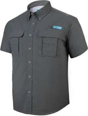 Tuna Men's Fishing Outdoor Button Down UPF 50  Sun Protection Waterproof Hiking Short Sleeve Shirts
