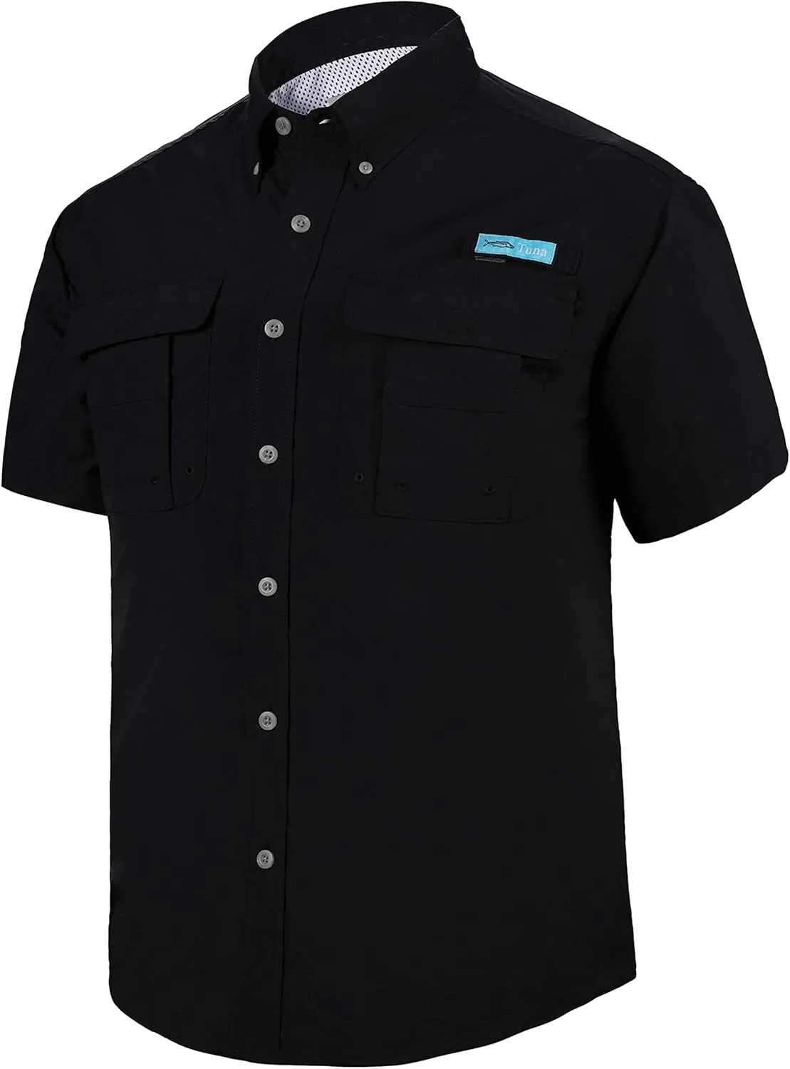 Tuna Men's Fishing Outdoor Button Down UPF 50  Sun Protection Waterproof Hiking Short Sleeve Shirts