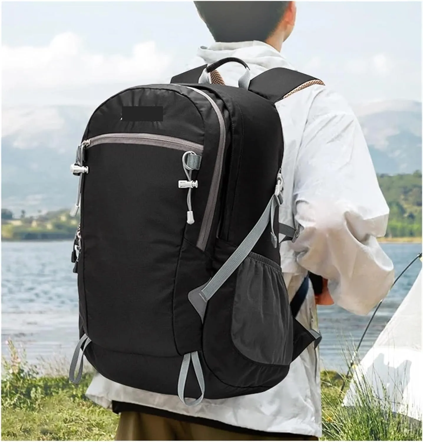 Ultralight Camping Backpack Outdoor Sports Bags Mountain Pocket Hiking Rucksack Daypack Traveling Cotton Canvas Bag(L - Rose Red)