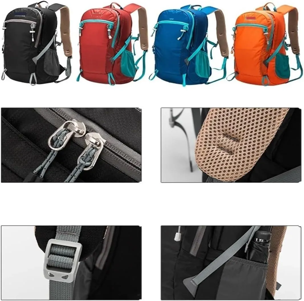 Ultralight Camping Backpack Outdoor Sports Bags Mountain Pocket Hiking Rucksack Daypack Traveling Cotton Canvas Bag(L - Rose Red)