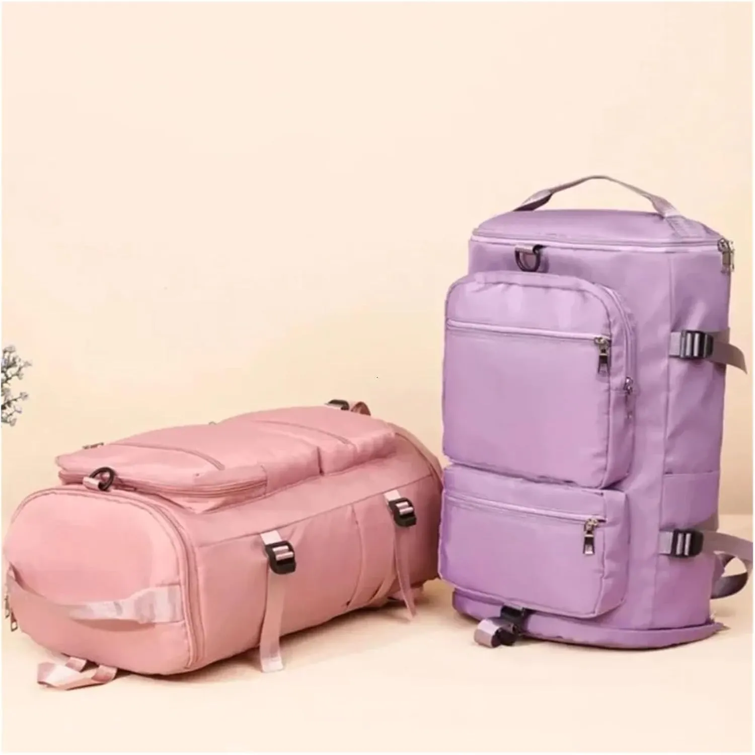 Ultralight Camping Backpack Outdoor Sports Bags Mountain Pocket Hiking Rucksack Daypack Traveling Cotton Canvas Bag(Purple)