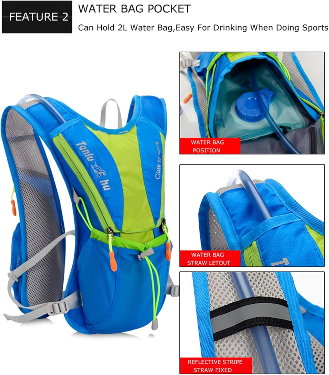 Ultralight Outdoor Marathon Running Cycling Hiking Hydration Backpack Pack Vest Bag for 2L Water Bag Bladder Bottle(Color:C)