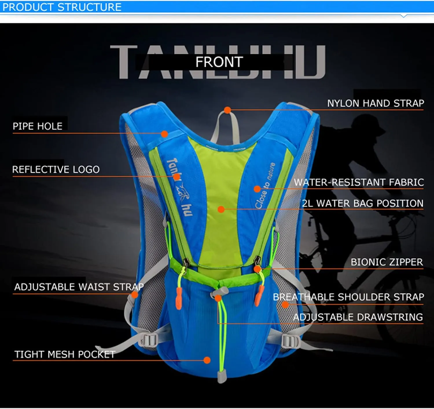 Ultralight Outdoor Marathon Running Cycling Hiking Hydration Backpack Pack Vest Bag for 2L Water Bag Bladder Bottle(Color:C)