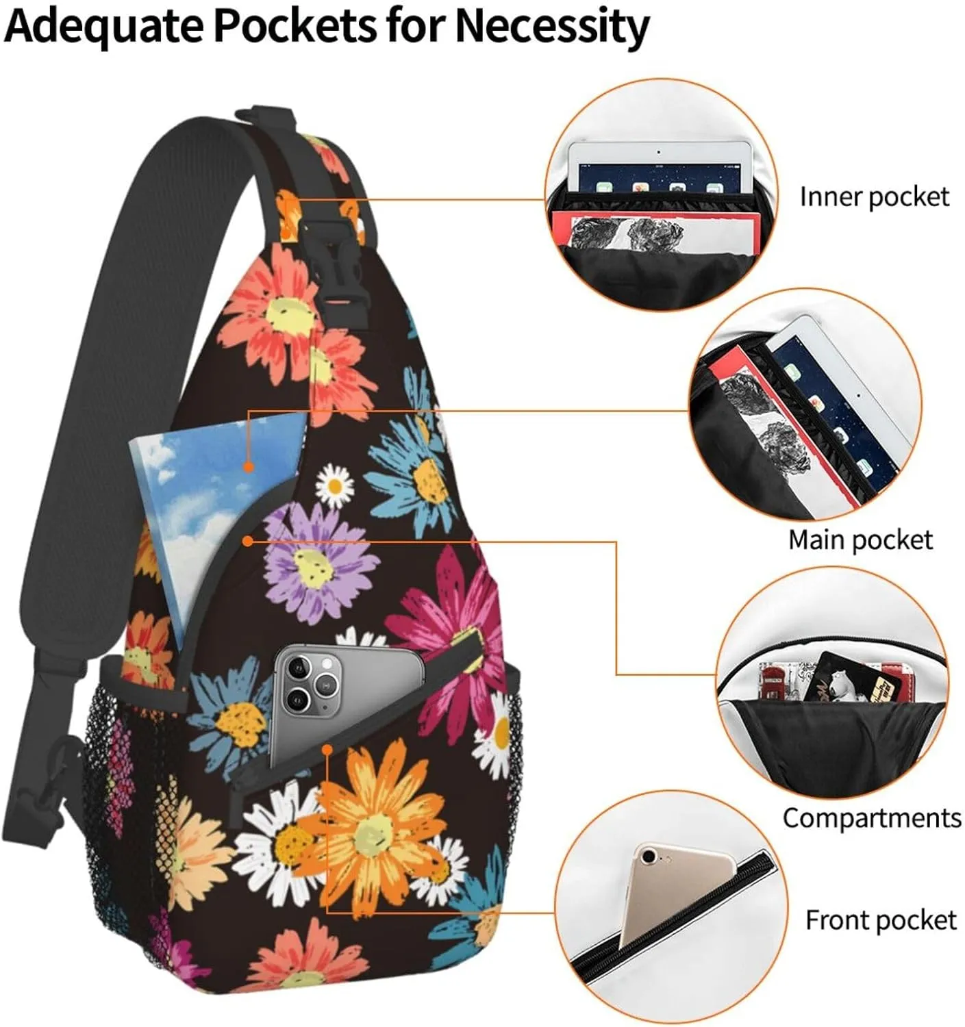 Unisex Chest Bags Crossbody Sling Backpack Travel Hiking Daypack Crossbody Bag For Men