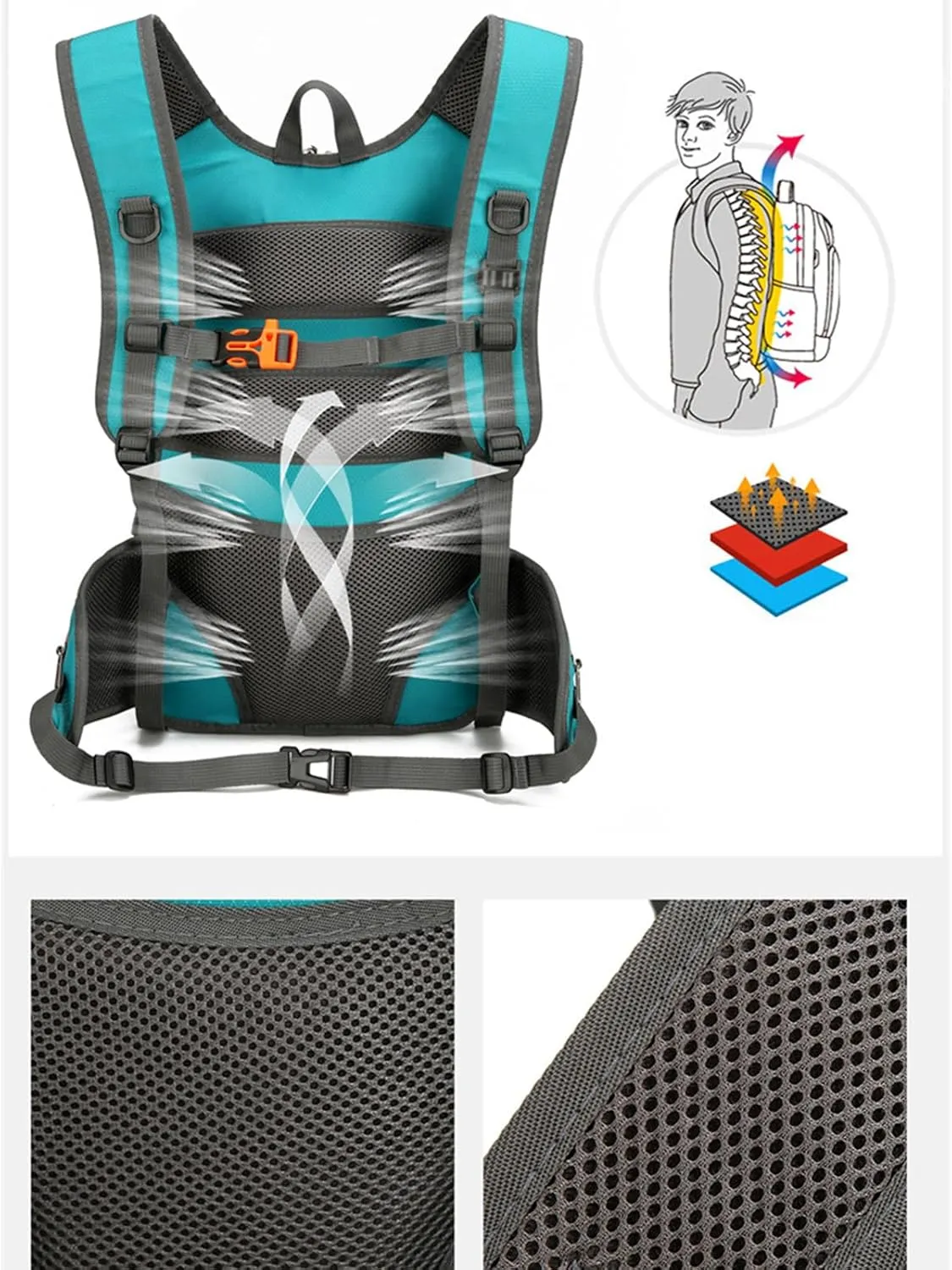 Unisex Large Capacity Backpack Hiking Camping Cycling Daypack With Helmets Storage Holder Hydrations Pack