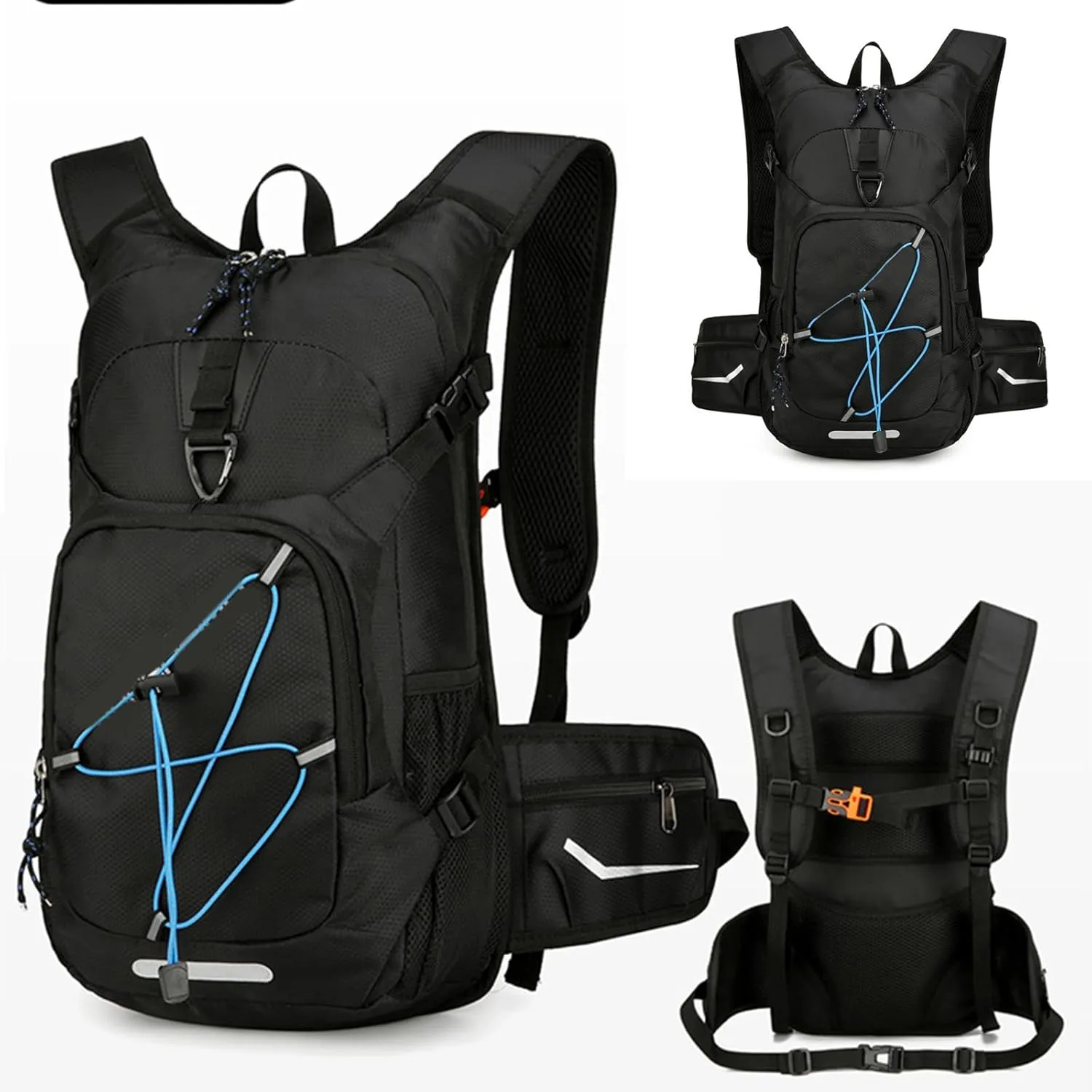 Unisex Large Capacity Backpack Hiking Camping Cycling Daypack With Helmets Storage Holder Hydrations Pack