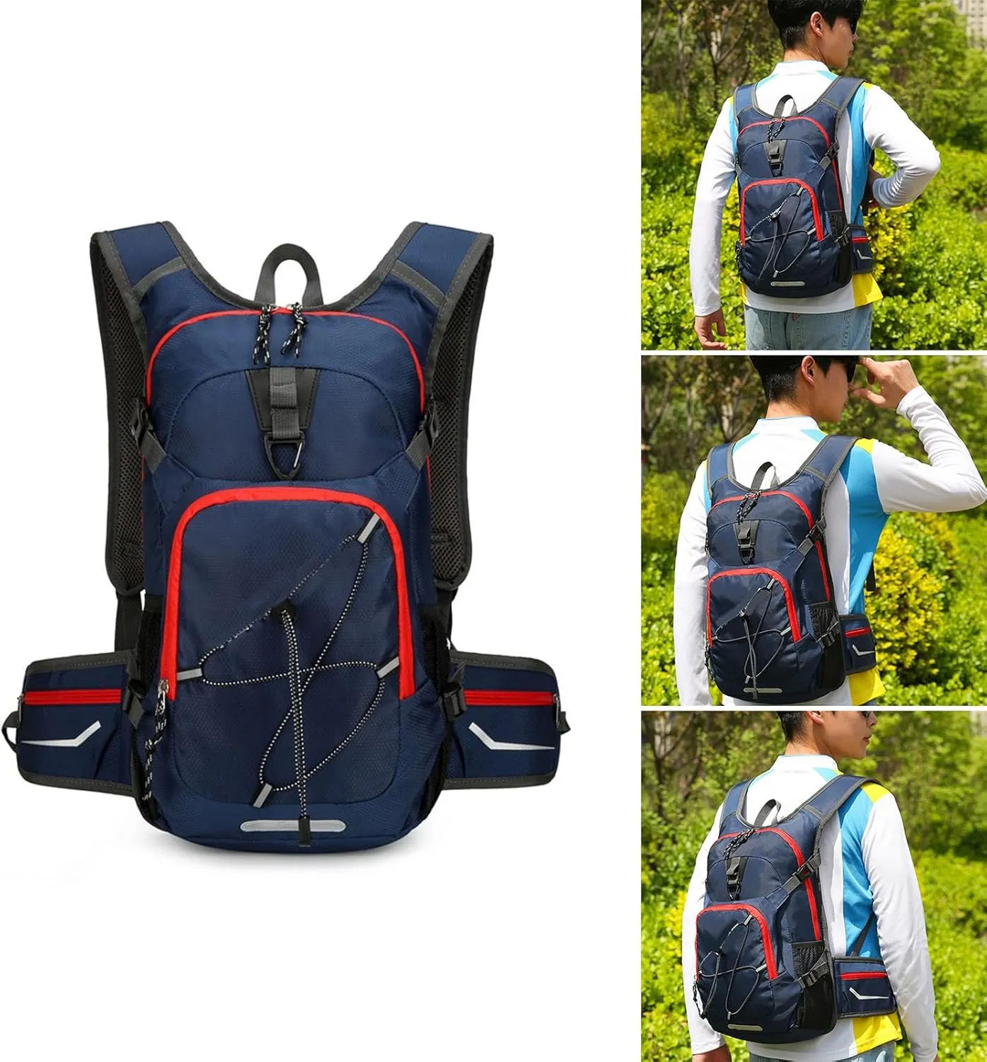Unisex Large Capacity Backpack Hiking Camping Cycling Daypack With Helmets Storage Holder Hydrations Pack