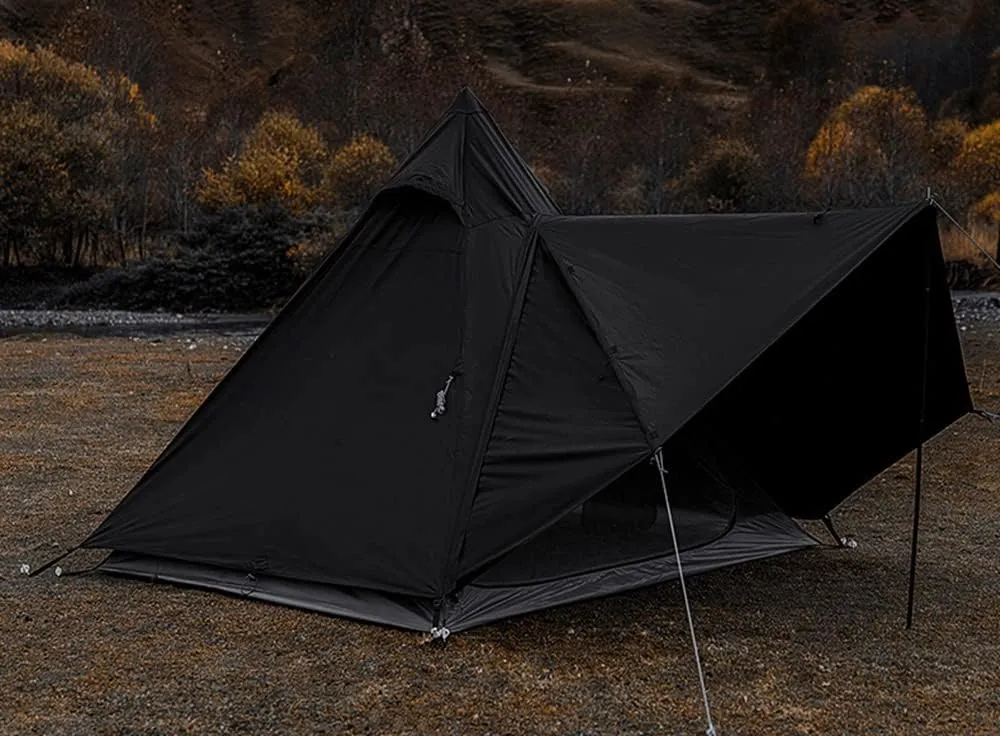 UNISTRENGH Camping Teepee Tent Indian Tent Yurt 4 Season Double Layers Waterproof Sunscreen Shelter Pyramid Spire Tents for Outdoor Hiking Hunting