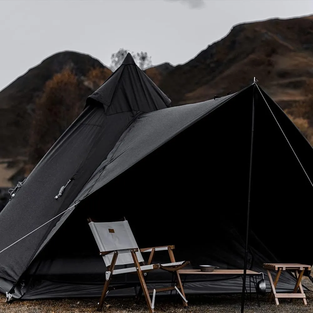 UNISTRENGH Camping Teepee Tent Indian Tent Yurt 4 Season Double Layers Waterproof Sunscreen Shelter Pyramid Spire Tents for Outdoor Hiking Hunting