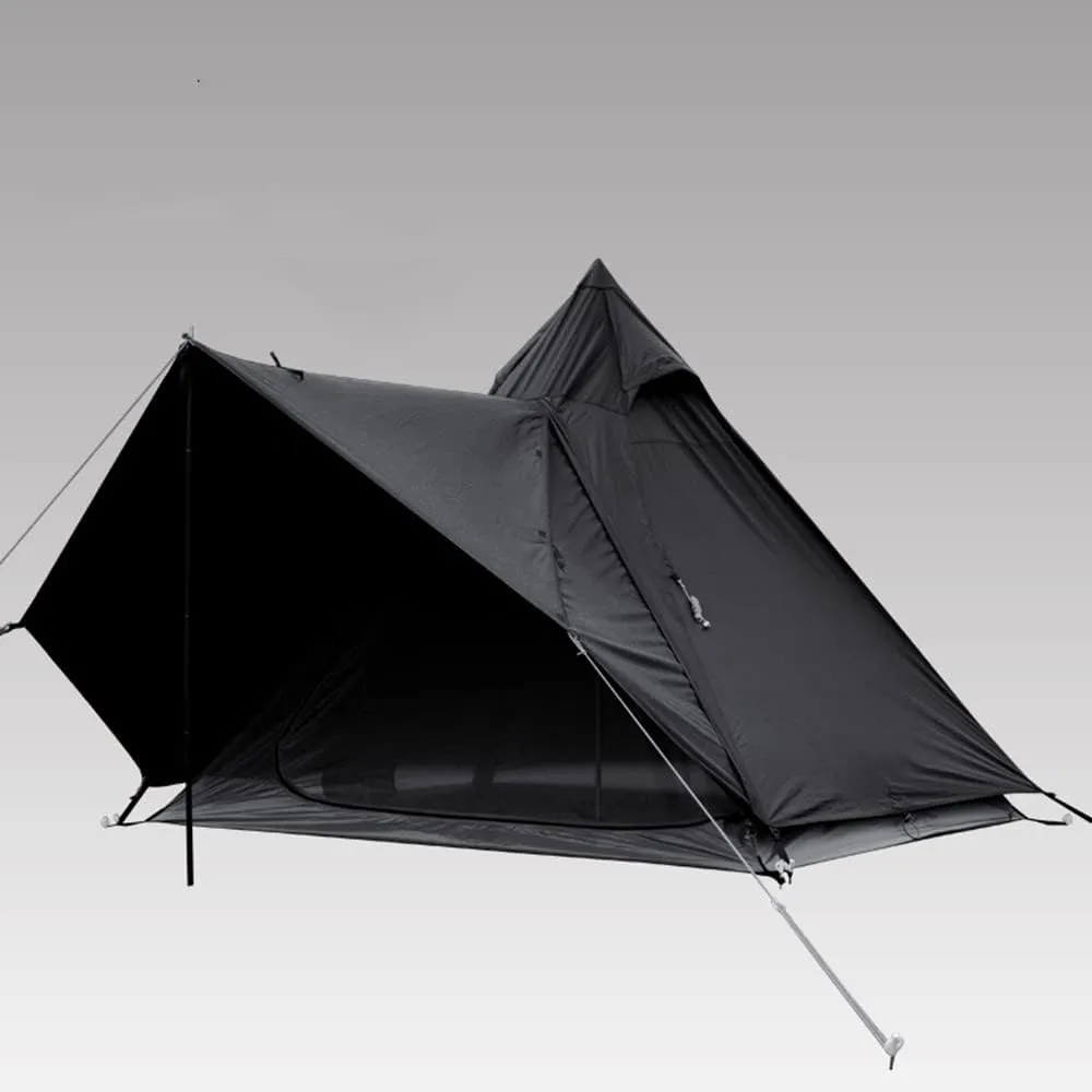 UNISTRENGH Camping Teepee Tent Indian Tent Yurt 4 Season Double Layers Waterproof Sunscreen Shelter Pyramid Spire Tents for Outdoor Hiking Hunting