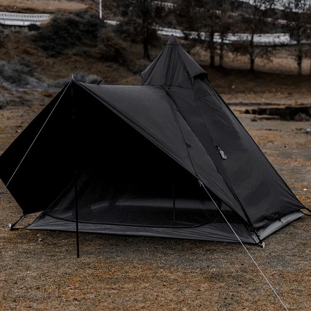 UNISTRENGH Camping Teepee Tent Indian Tent Yurt 4 Season Double Layers Waterproof Sunscreen Shelter Pyramid Spire Tents for Outdoor Hiking Hunting