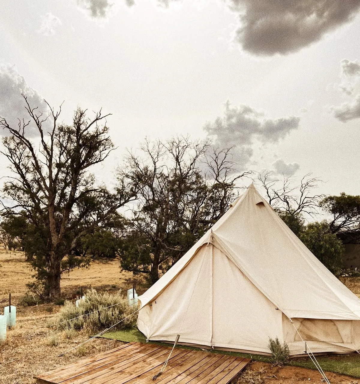 UNISTRENGH Luxury 4 Season Waterproof Cotton Canvas Bell Tent Large Glamping Tent Yurt Teepee with Roof Stove Jack Hole for Camping Hiking Christmas