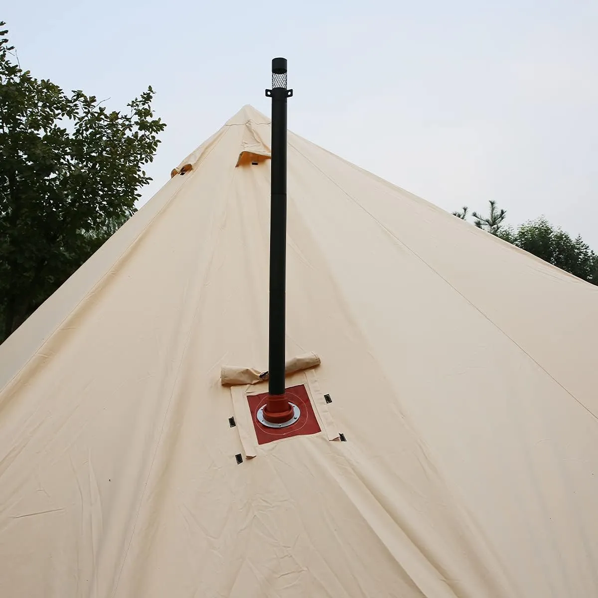 UNISTRENGH Luxury 4 Season Waterproof Cotton Canvas Bell Tent Large Glamping Tent Yurt Teepee with Roof Stove Jack Hole for Camping Hiking Christmas