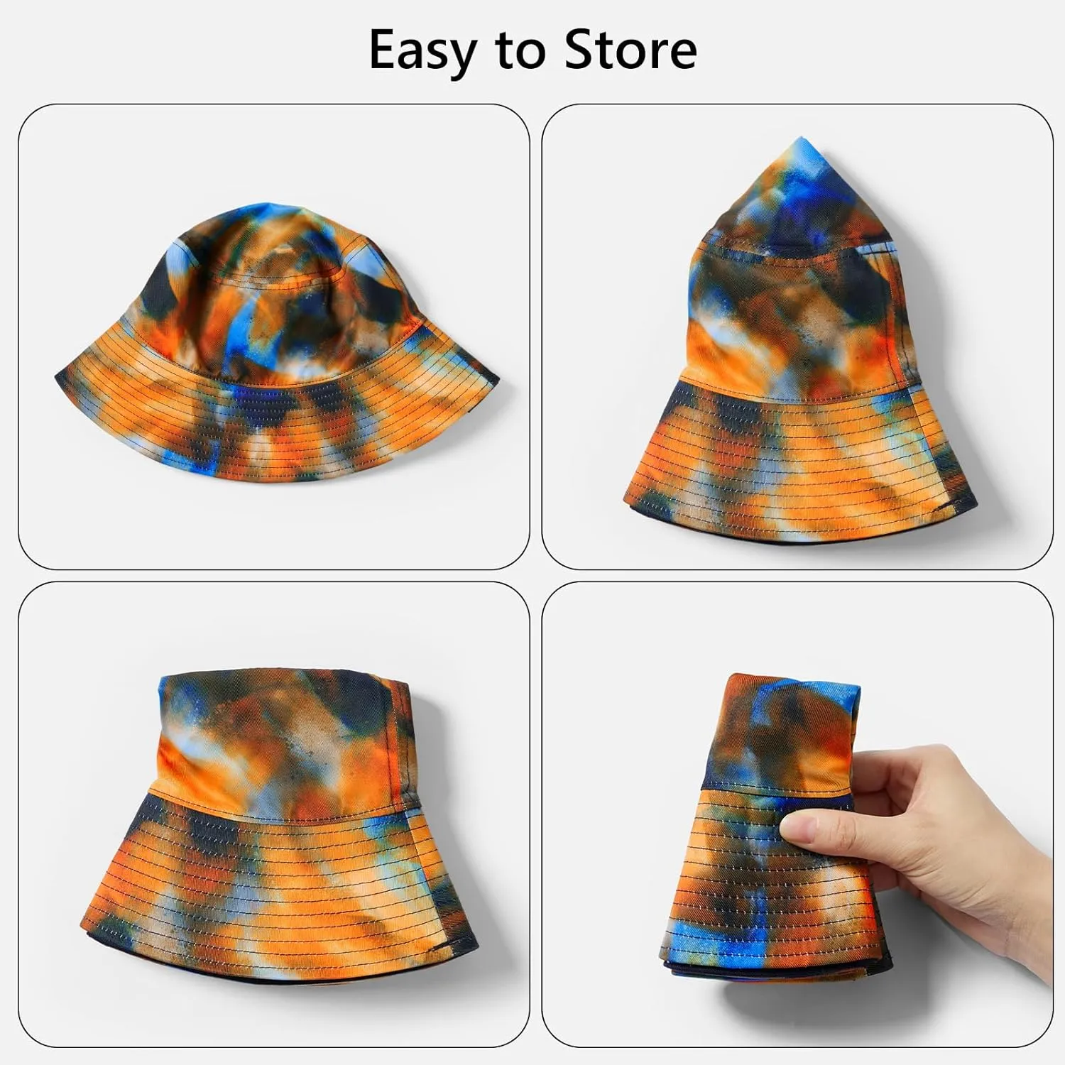 UPF 50  Reversible Foldable Sun Bucket Hat for Hiking Fishing Beach Safari Men Women