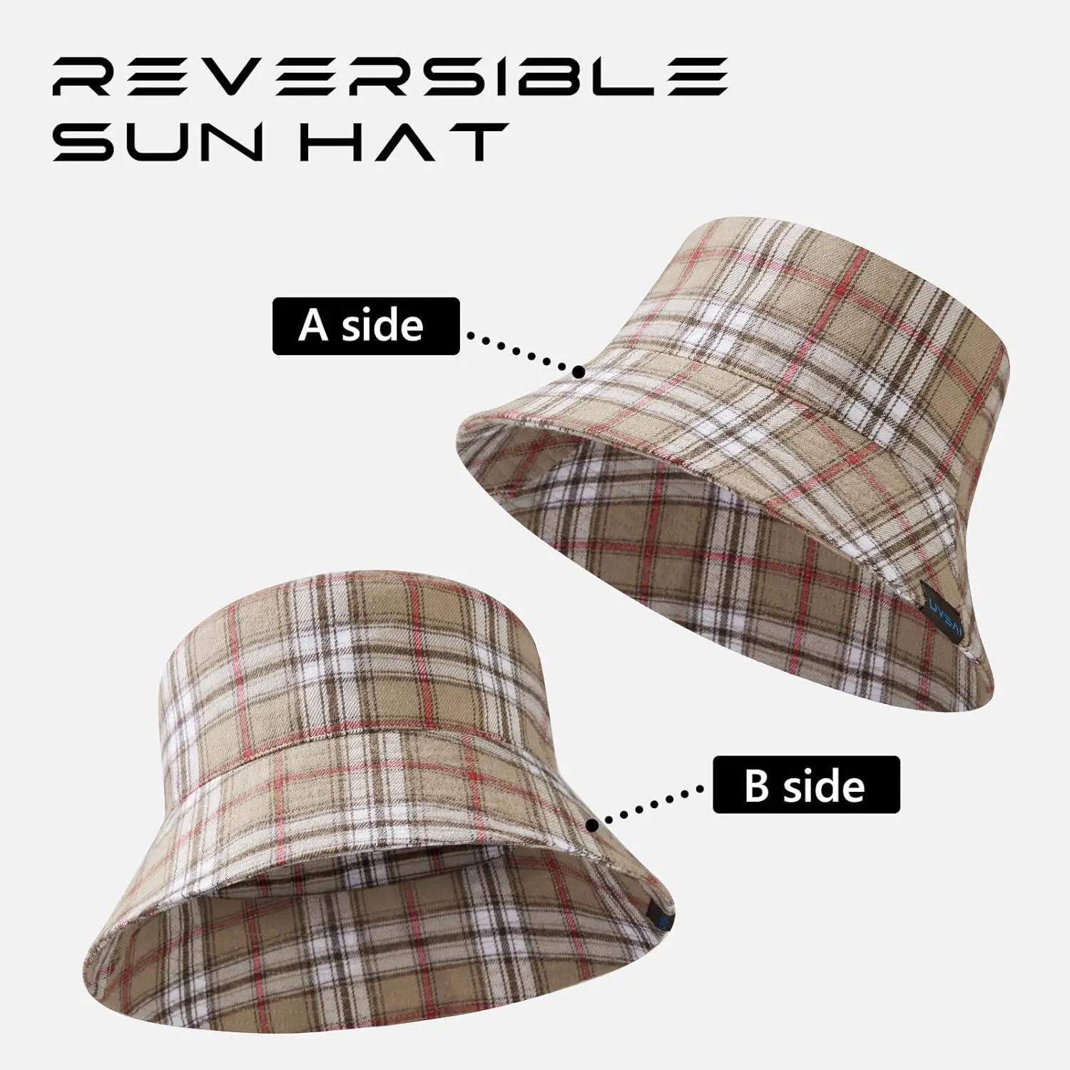 UPF 50  Reversible Foldable Sun Bucket Hat for Hiking Fishing Beach Safari Men Women