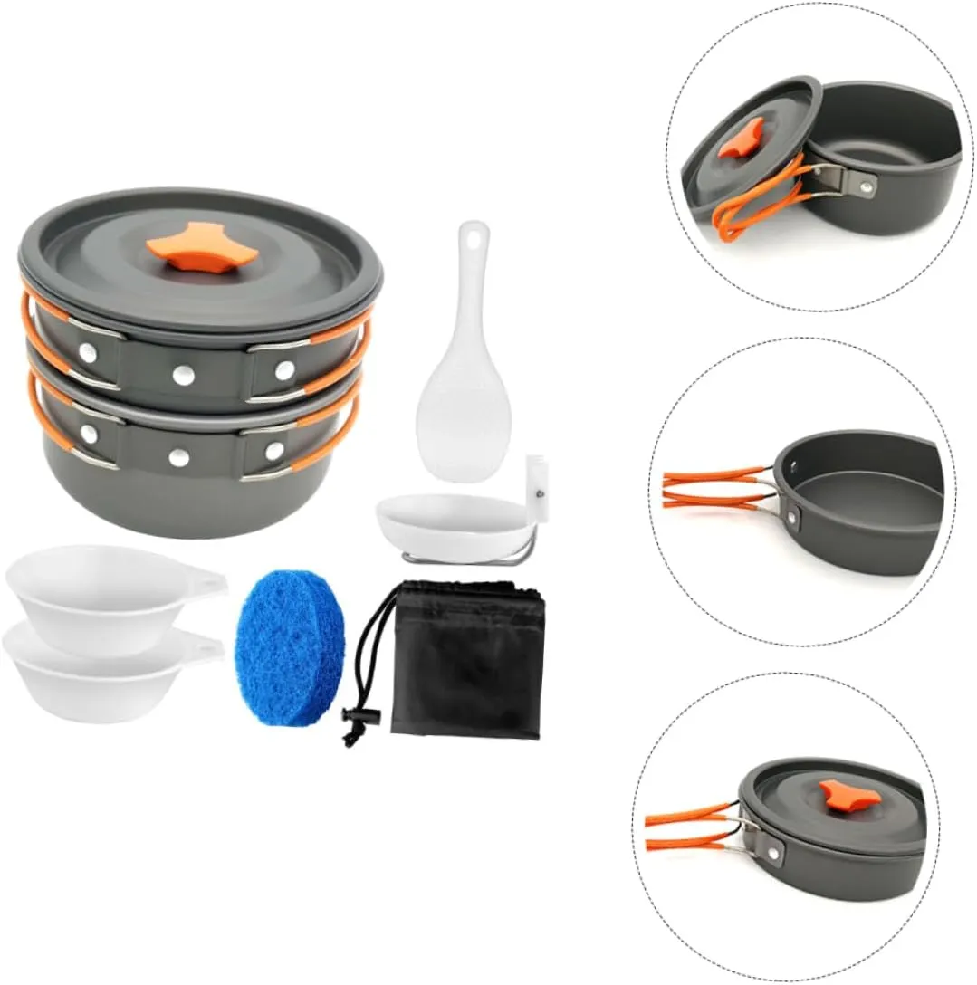 UPKOCH Portable Camping Cookware of Cooking Tools for People Anodized for Outdoor Activities and Picnics