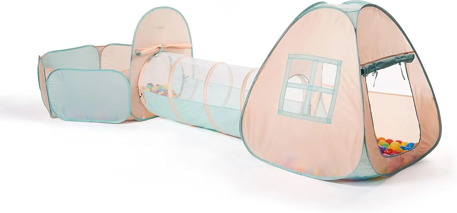UTEX 3 in 1 Pop Up Play Tent with Tunnel, Ball Pit for Kids, Boys, Girls, Babies and Toddlers, Indoor/Outdoor Playhouse