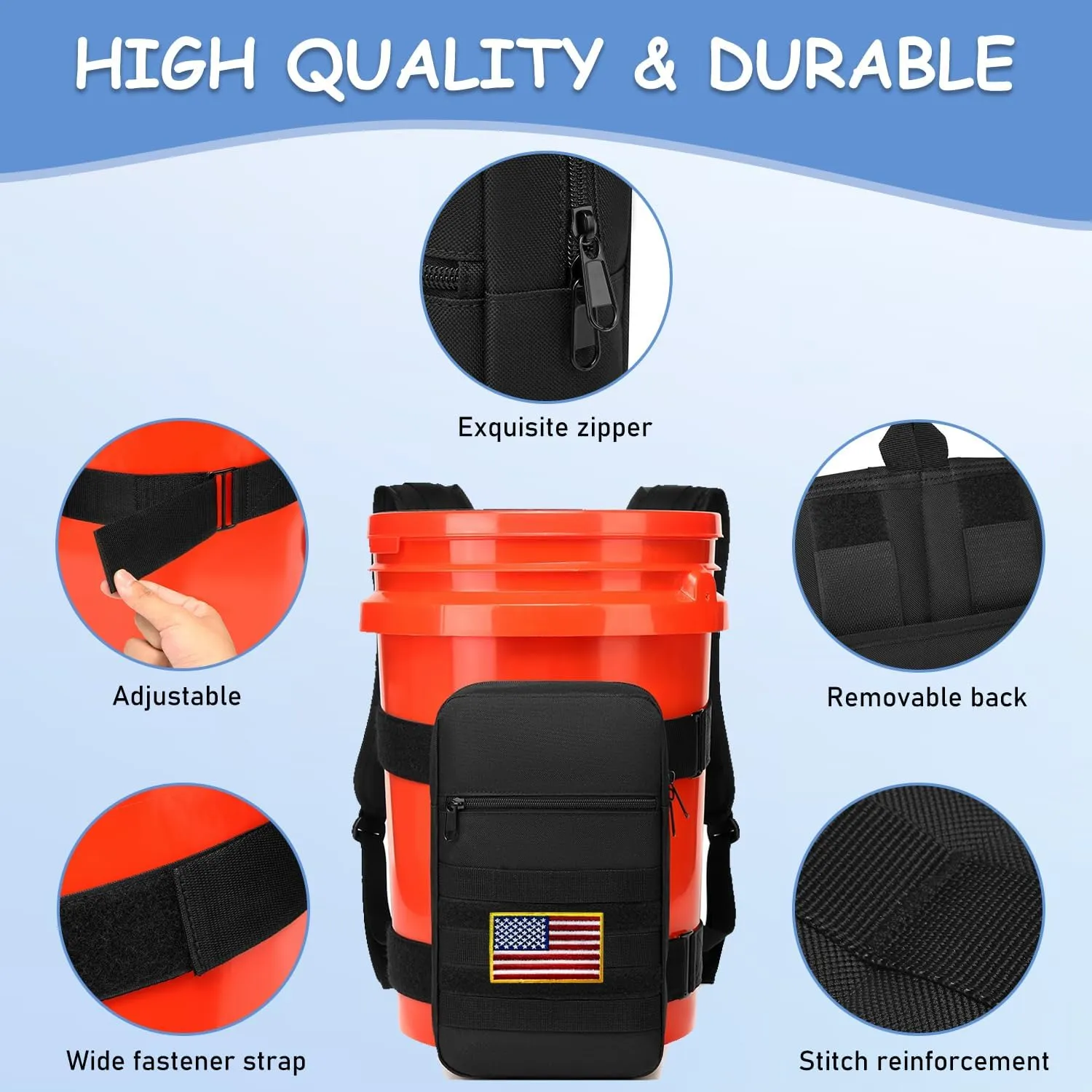 Utility Bucket Backpack 6 Gallon Bucket Backpack Strap for Fishing, Hunting, Apple Picking (only Backpack)