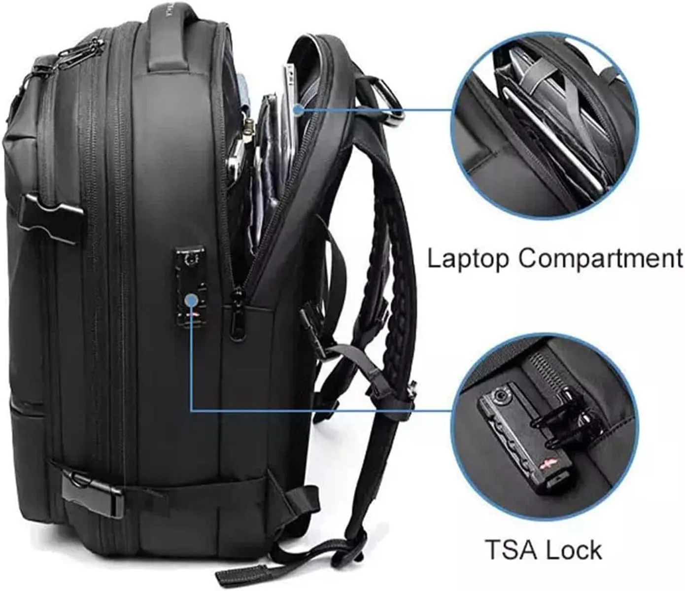 Vacpack Backpack,Vacuum Pack Backpack for Travel,Expandable Airback Vacuum Compression Backpack,Waterproof,Anti-Theft(Black)