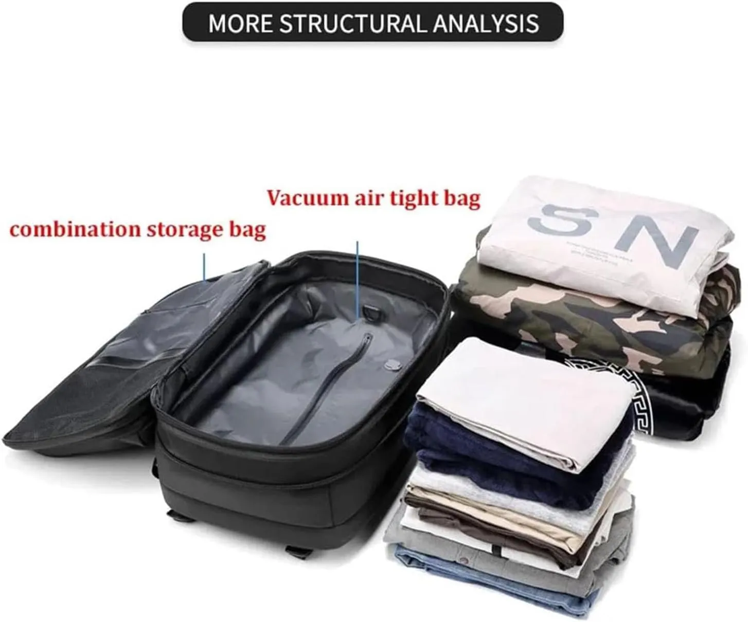 Vacpack Backpack,Vacuum Pack Backpack for Travel,Expandable Airback Vacuum Compression Backpack,Waterproof,Anti-Theft(Black)
