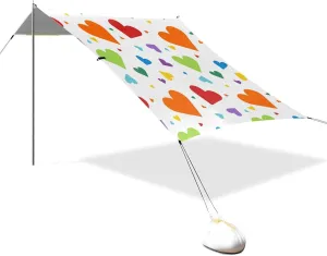 Valentine Rainbow Hearts Designed UPF50  Beach Cabana Tent Lightweight Portable Sunshade with Sand Pockets for Family Travel sombrillas para el sol Playa