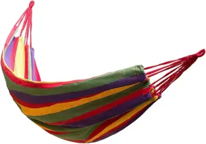 VANZACK 1Pc Double Thickened Fashion Canvas Hammock for Outdoor Camping Travel Red Includes Bind Ropes Lightweight Durable Sleeping Bed for Relaxation